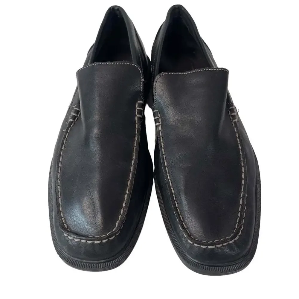 Rockport Mens Black Kinetic Air Circulator Loafers Size 9.5 Slide On Leather